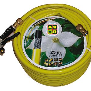 Getricoteerde gele slang, high twist resistant system "3/4""  -  25 M" met koperen koppelingen
