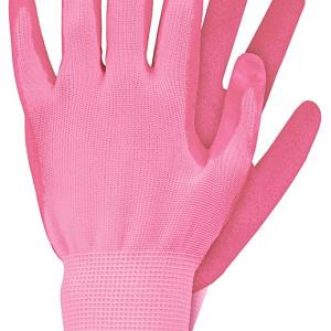 Werkhandschoenen latex roze maat S