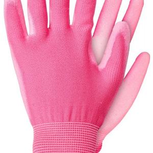 Werkhandschoenen licht polyester roze maat S