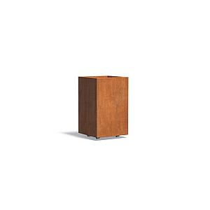 Bloembak Corten met wielen 500x500x800 mm