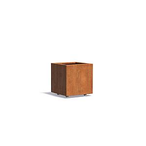 Bloembak Corten met wielen 600x600x600 mm