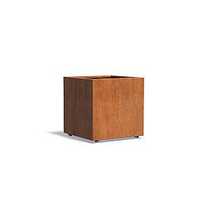 Bloembak Corten met wielen 800x800x800 mm