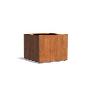 Bloembak Corten met wielen 1000x1000x800 mm