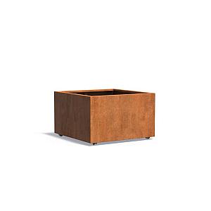 Bloembak Corten met wielen 1000x1000x600 mm