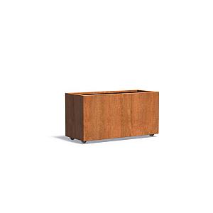 Bloembak Corten met wielen 1200x500x600 mm