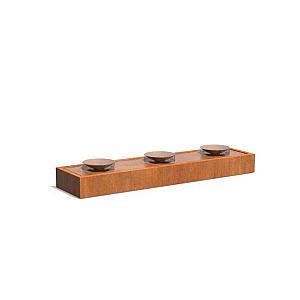 Watertafel Corten met 3 schalen + LED 4000 x 1000 x 400 mm