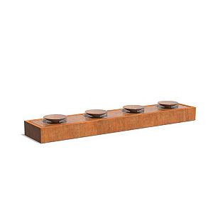 Watertafel Corten met 4 schalen + LED 5000 x 1000 x 400 mm