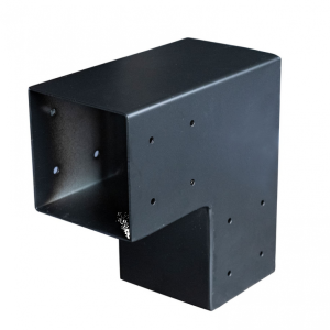 Gegalvaniseerd verbindingsstuk 2-weg 90-hoek voor vierkante palen 12x12 cm zwart gepoedercoat