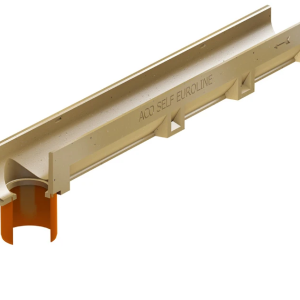 ACO Euroline goot, L=1000mm, zonder rooster, met uitloop