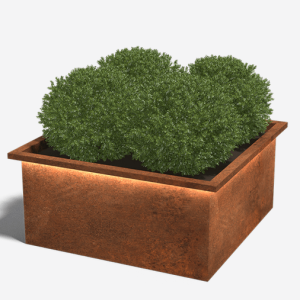 Cortenstaal gelaste plantenbak met LED 100x100x50 ZONDER bodemplaat