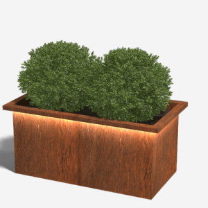 Cortenstaal gelaste plantenbak met LED 100x50x50 ZONDER bodemplaat