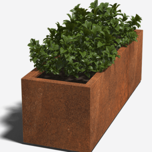 Cortenstaal gelaste plantenbak Rechthoek 150x50x50 - MET Bodemplaat