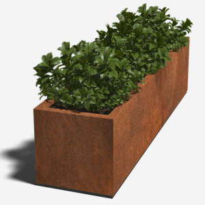 Cortenstaal gelaste plantenbak Rechthoek 200x50x50 - MET Bodemplaat