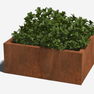 Cortenstaal gelaste plantenbak Vierkant 100x100x40 cm - MET Bodemplaat