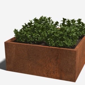Cortenstaal gelaste plantenbak Vierkant 140x140x60 cm - MET Bodemplaat