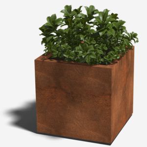 Cortenstaal gelaste plantenbak Vierkant 60x60x60 - MET Bodemplaat