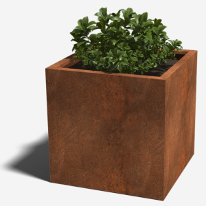 Cortenstaal gelaste plantenbak Vierkant 800x800x800 cm - MET Bodemplaat