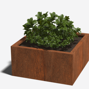 Cortenstaal gelaste plantenbak Vierkant 80x80x40 cm - MET Bodemplaat