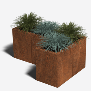 Cortenstaal plantenbak Hoekopstelling 30 H=60 cm ZONDER bodemplaat