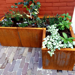 Cortenstaal plantenbak Hoekopstelling 40 H=30 cm MET bodemplaat