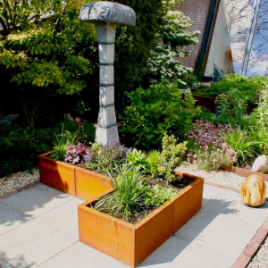 Cortenstaal plantenbak Hoekopstelling 50 H=40 cm MET bodemplaat