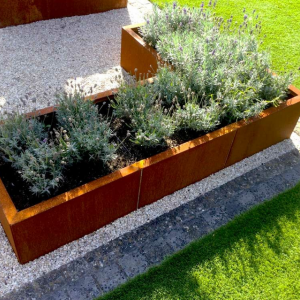 Cortenstaal plantenbak Hoekopstelling 70 H=70 cm ZONDER bodemplaat