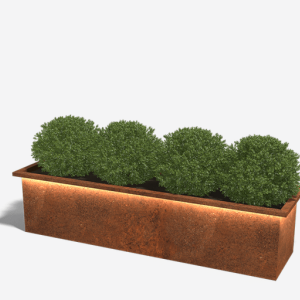 Cortenstaal plantenbak met LED 200x50 cm H=50 cm ZONDER bodemplaat