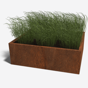 Cortenstaal plantenbak Rechthoek 100x120 H=60 cm MET bodemplaat