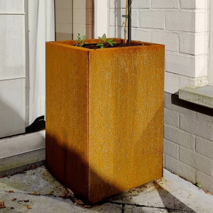 Cortenstaal plantenbak Rechthoek 30x40 H=80 cm MET bodemplaat
