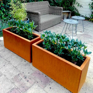 Cortenstaal plantenbak Rechthoek 30x80 H=60 cm MET bodemplaat