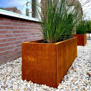 Cortenstaal plantenbak Rechthoek 40x100 H=80 cm ZONDER bodemplaat