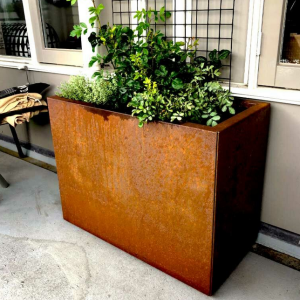 Cortenstaal plantenbak Rechthoek 40x80 H=60 cm MET bodemplaat + voeten