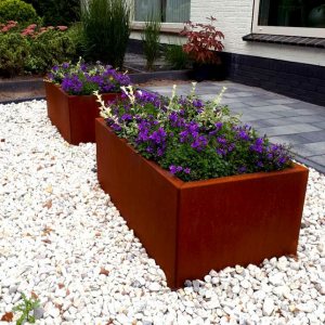 Cortenstaal plantenbak Rechthoek 50x100 H=30 cm MET bodemplaat