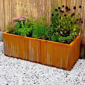 Cortenstaal plantenbak Rechthoek 50x120 H=60 cm ZONDER bodemplaat