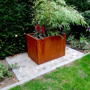 Cortenstaal plantenbak Rechthoek 50x80 H=80 cm MET bodemplaat + (8) voeten
