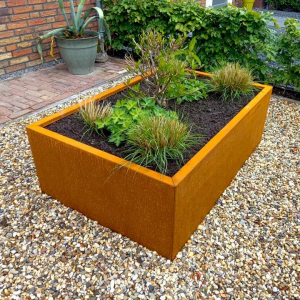 Cortenstaal plantenbak Rechthoek 80x120 H=30 cm ZONDER bodemplaat