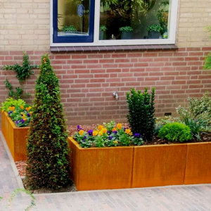 Cortenstaal plantenbak Rechthoek XL 150x50 H=80 cm MET bodemplaat