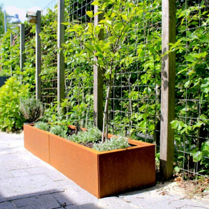 Cortenstaal plantenbak Rechthoek XL 160x40 H=80 cm MET bodemplaat