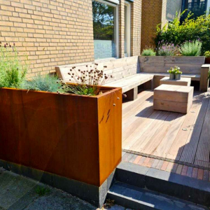 Cortenstaal plantenbak Rechthoek XL 160x50 H=80 cm MET bodemplaat
