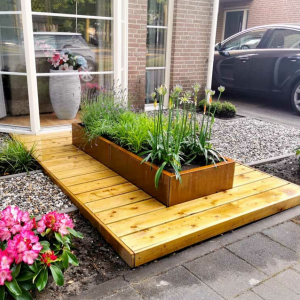 Cortenstaal plantenbak Rechthoek XL 160x60 H=40 cm MET bodemplaat