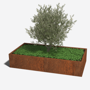 Cortenstaal plantenbak Rechthoek XL 200x100 H=100 cm ZONDER bodemplaat