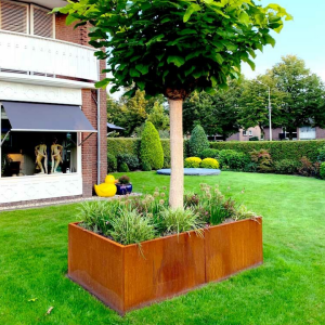 Cortenstaal plantenbak Rechthoek XL 200x120 H=80 cm MET bodemplaat