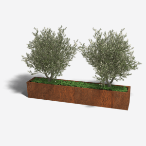 Cortenstaal plantenbak Rechthoek XL 240x40 H=30 cm MET bodemplaat