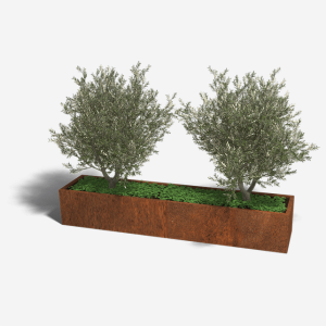 Cortenstaal plantenbak Rechthoek XL 240x50 H=30 cm MET bodemplaat