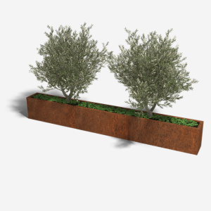 Cortenstaal plantenbak Rechthoek XL 300x30 H=40 cm MET bodemplaat