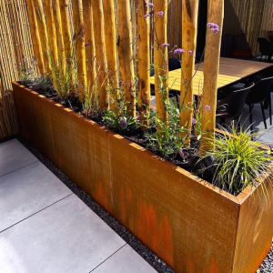 Cortenstaal plantenbak Rechthoek XL 300x60 H=60 cm MET bodemplaat