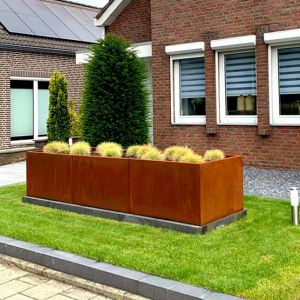 Cortenstaal plantenbak Rechthoek XL 300x80 H=80 cm MET bodemplaat
