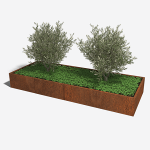 Cortenstaal plantenbak Rechthoek XL 320x120 H=30 cm MET bodemplaat
