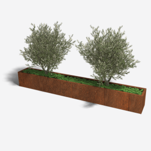 Cortenstaal plantenbak Rechthoek XL 320x40 H=30 cm MET bodemplaat