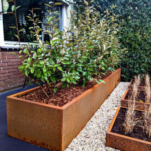 Cortenstaal plantenbak Rechthoek XL 320x40 H=80 cm MET bodemplaat